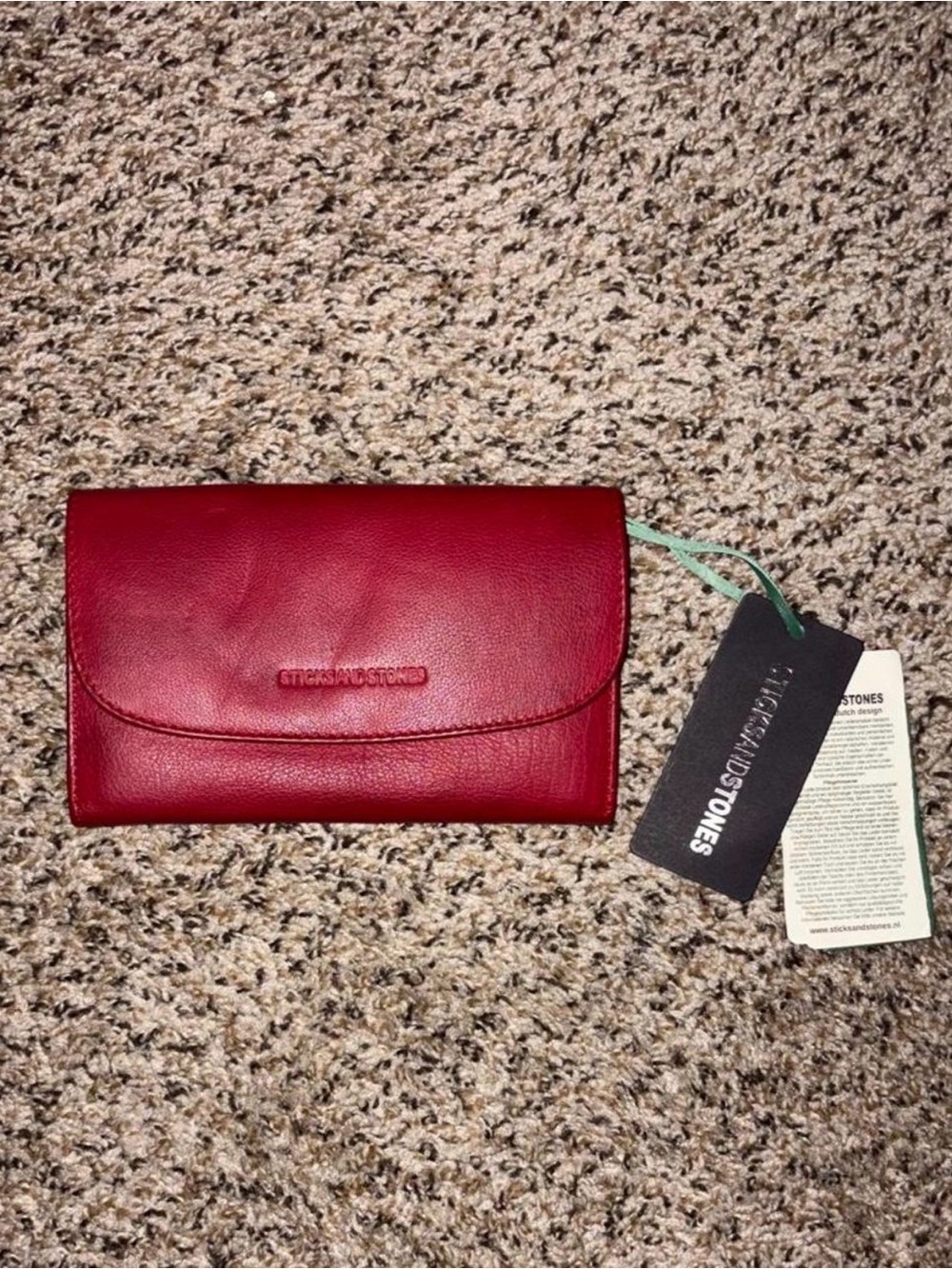 Red Leather Wallet with Flap